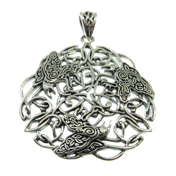 Solid 925 Sterling Silver Brigid Ashwood Celtic Raven Pendant by Peter Stone - Picture 1 of 5